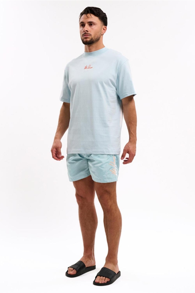 MEN SPLIT SWIM SHORTS MM1 HS25 21 828 LIGHT BLUE/CORAL